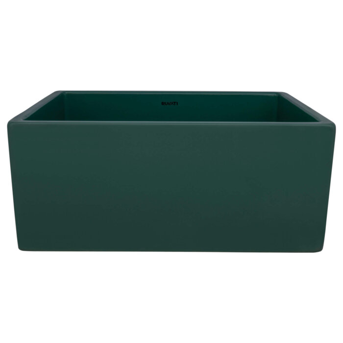 Ruvati 23-inch Fireclay Farmhouse Kitchen Laundry Utility Sink Single Bowl - Emerald Green - RVL2468EG