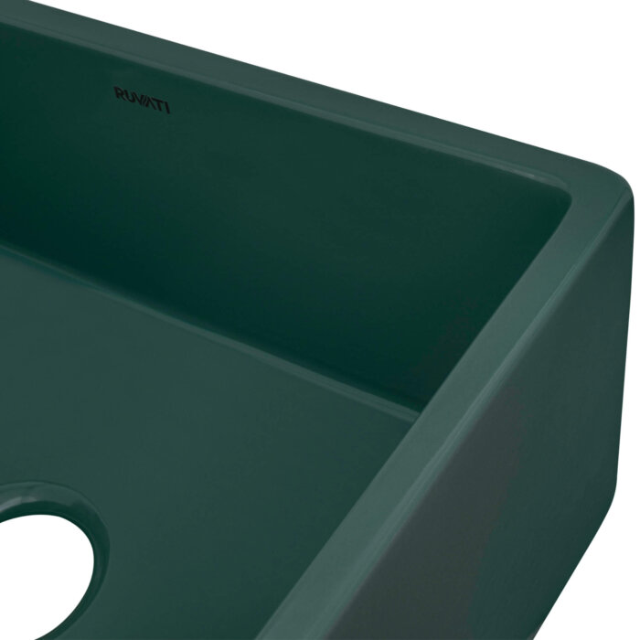 Ruvati 23-inch Fireclay Farmhouse Kitchen Laundry Utility Sink Single Bowl - Emerald Green - RVL2468EG