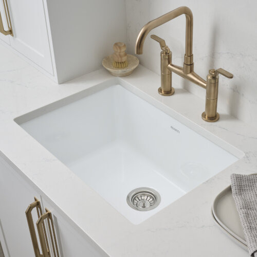 White Fireclay Dual Mount Kitchen Sink