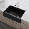Matte Black Offset Drain Farmhouse Sink