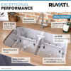 Ruvati 32-inch Low-Divide 50/50 Double Bowl Undermount 16 Gauge Stainless Steel Kitchen Sink - RVM4350