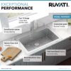 Ruvati 33 x 22 inch Drop-in Topmount Kitchen Sink 16 Gauge Stainless Steel Single Bowl - RVM5001