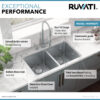 Ruvati 28-inch Undermount Kitchen Sink 50/50 Double Bowl 16 Gauge Stainless Steel - RVM5077