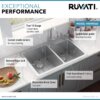Ruvati 33 x 22 inch Drop-in Topmount Kitchen Sink 16 Gauge Stainless Steel 60/40 Double Bowl - RVM5166