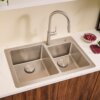 Ruvati 33 x 22 inch Drop-in Topmount Kitchen Sink 16 Gauge Stainless Steel 60/40 Double Bowl - RVM5166