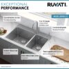 Ruvati 33 x 22 inch Drop-in Topmount Kitchen Sink 16 Gauge Stainless Steel 70/30 Double Bowl - RVM5173