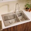 Ruvati 33 x 22 inch Drop-in Topmount Kitchen Sink 16 Gauge Stainless Steel 70/30 Double Bowl - RVM5173