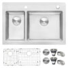Ruvati 33 x 22 inch Drop-in Topmount Kitchen Sink 16 Gauge Stainless Steel 30/70 Double Bowl - RVM5176