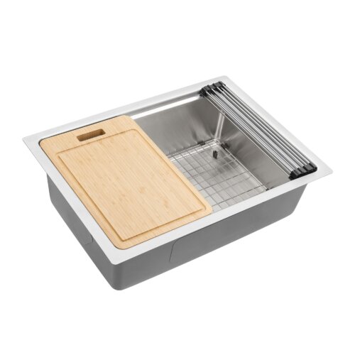 Ruvati 27-inch Undermount Workstation 16 Gauge Stainless Steel Kitchen Sink Single Bowl - RVM5227