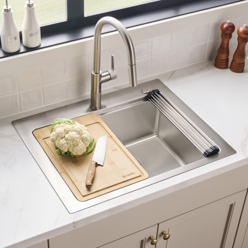 Ruvati 28 x 22 inch Drop-in Topmount Workstation Kitchen Sink 16 Gauge Stainless Steel Single Bowl - RVM5228