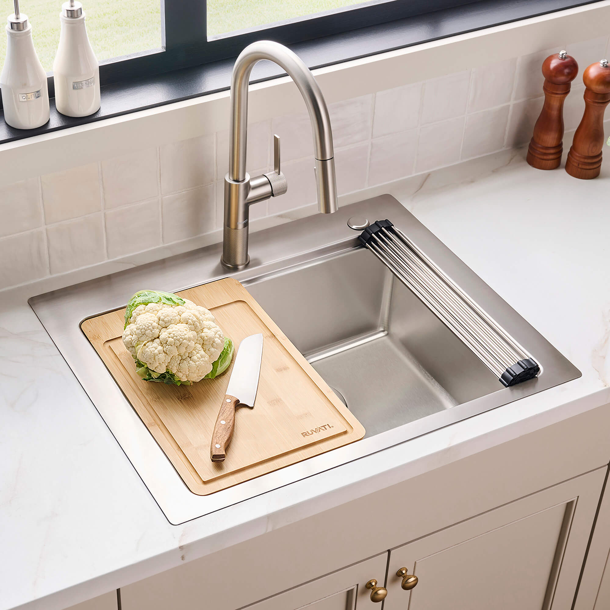 Ruvati 28 x 22 inch Drop-in Topmount Workstation Kitchen Sink 16
