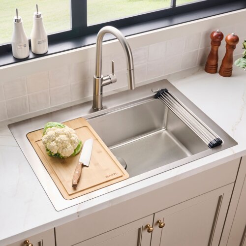 Ruvati 33 x 22 inch Drop-in Topmount Workstation Kitchen Sink 16 Gauge Stainless Steel Single Bowl - RVM5233