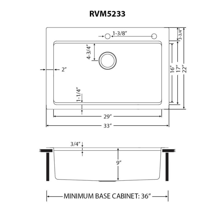 Ruvati 33 x 22 inch Drop-in Topmount Workstation Kitchen Sink 16 Gauge Stainless Steel Single Bowl - RVM5233