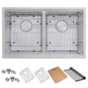 Ruvati 31-inch Undermount 50/50 Double Bowl Workstation 16 Gauge Stainless Steel Kitchen Sink - RVM5239