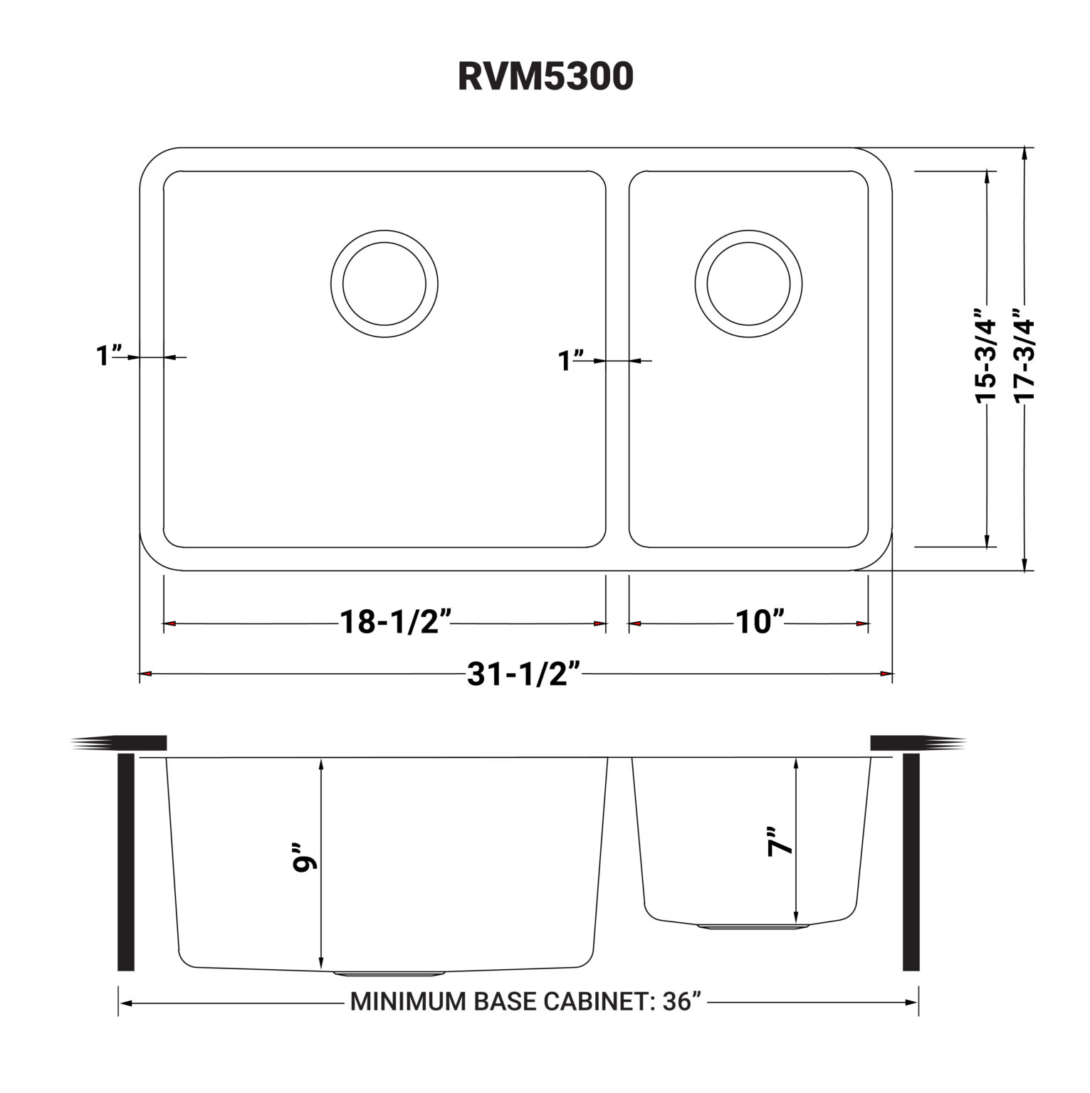 32inch Undermount Kitchen Sink 70/30 Double Bowl 16 Gauge Stainless