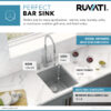 Ruvati 15-inch Undermount Bar Prep Kitchen Sink 16 Gauge Stainless Steel Single Bowl - RVM5815