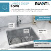 Ruvati 23-inch Undermount Bar Prep Kitchen Sink 16 Gauge Stainless Steel Single Bowl - RVM5908