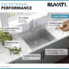 Ruvati 23 x 20 inch Drop-in Topmount Bar Prep Kitchen Sink 16 Gauge Stainless Steel Single Bowl - RVM5923