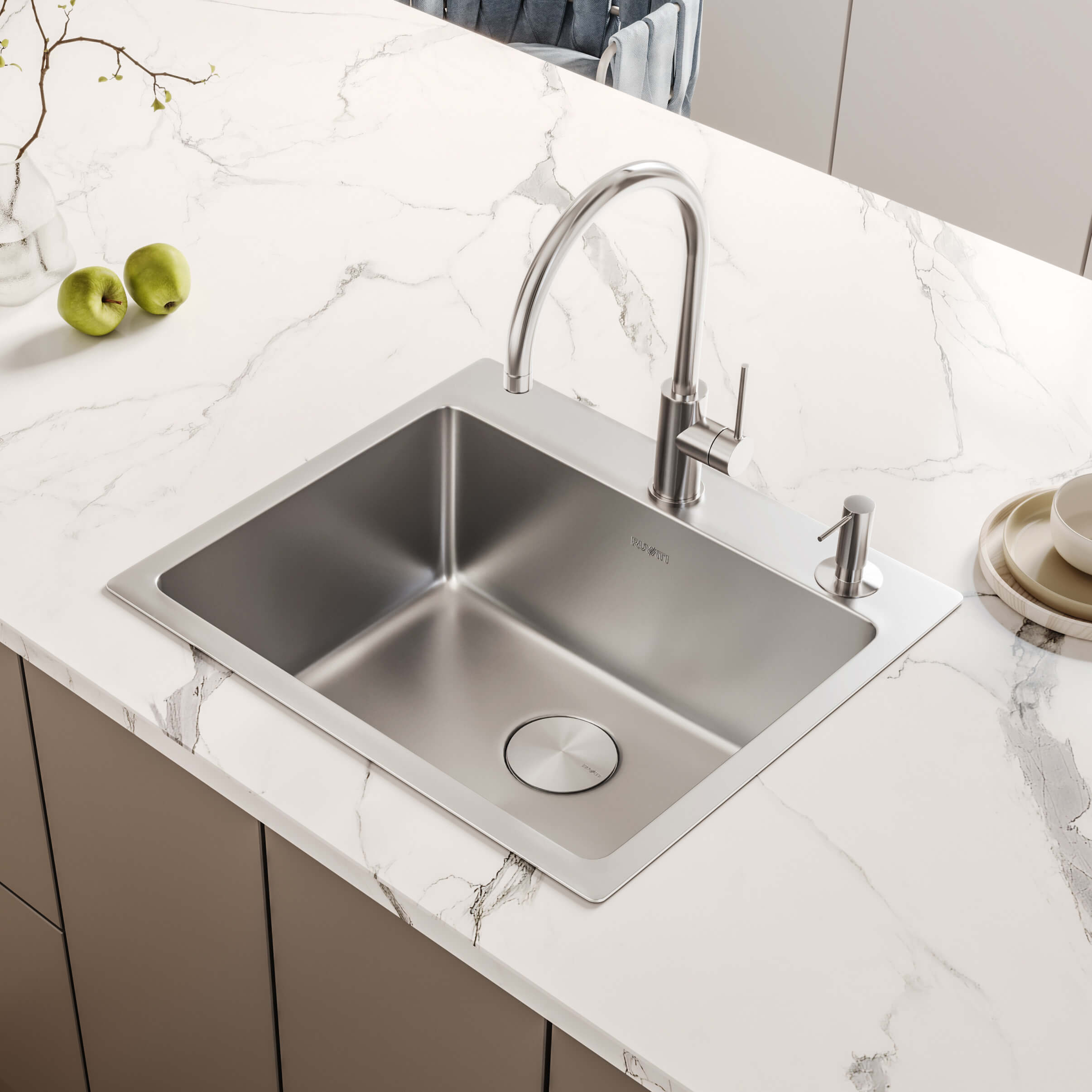 Ruvati 23 x 20 inch Drop-in Topmount Kitchen Sink 16 Gauge