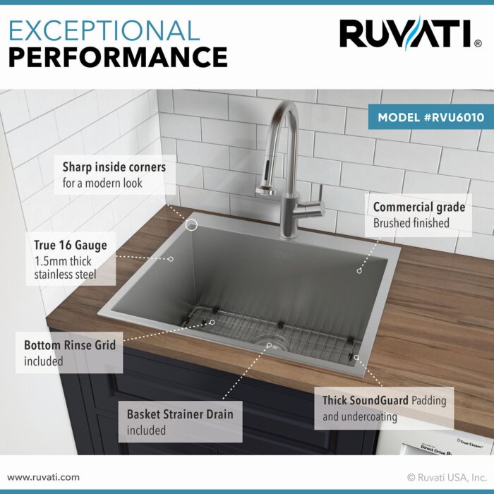 Ruvati Topmount Laundry Utility Sink 25