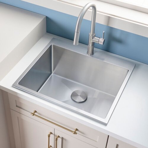 Ruvati Topmount Laundry Utility Sink 27 x 22 x 12 inch Rounded Corners Deep 16 Gauge Stainless Steel - RVU6027