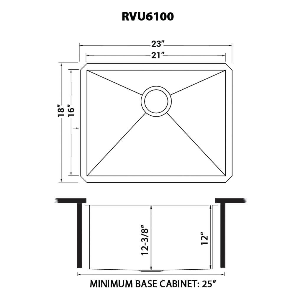 RVU6100 Renewed Ruvati 23 x 18 x 12 Deep Laundry Utility Sink Undermount 16 Gauge Stainless Steel