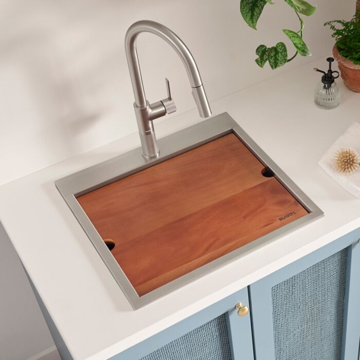 Ruvati 21 x 20 x 12 inch Drop-in Topmount Laundry Utility Workstation Sink 16 Gauge Stainless Steel - RVU6421