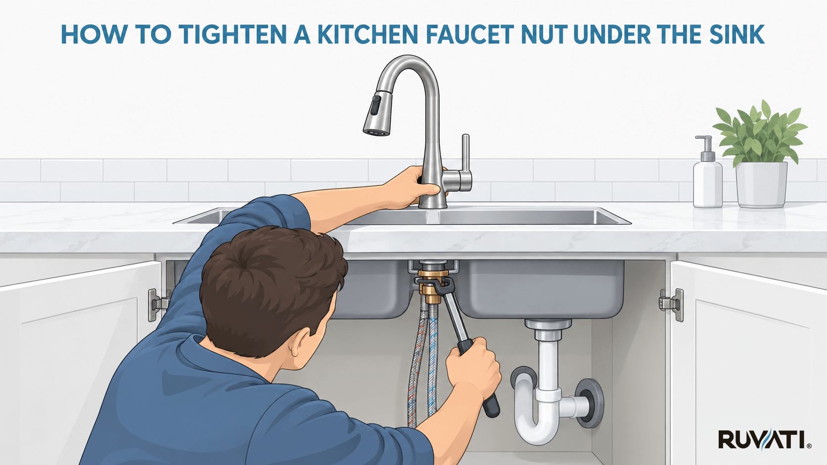 Tighten a Kitchen Faucet How to Tighten a Kitchen Faucet Nut Under the Sink