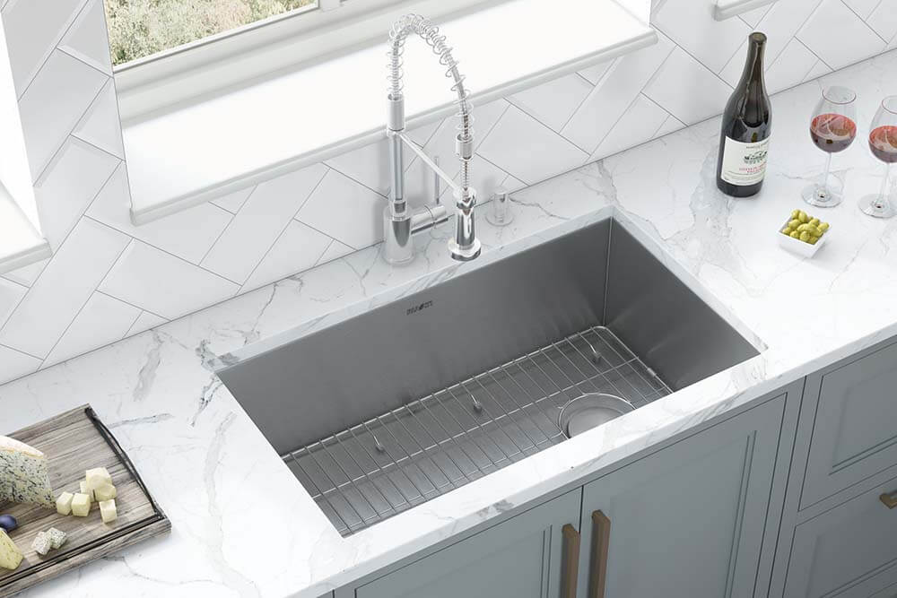 Premium Stainless Steel Sink Deep 1.0 Bowl Sink Reversible Left & Right Drainer 