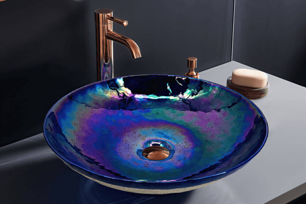 Ruvati 19 inch Murano Glass Art Vessel Seashell Decorative Pattern