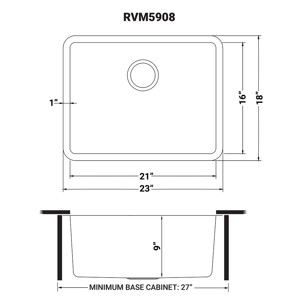 Ruvati 23-inch Undermount Kitchen Sink 16 Gauge Stainless Steel